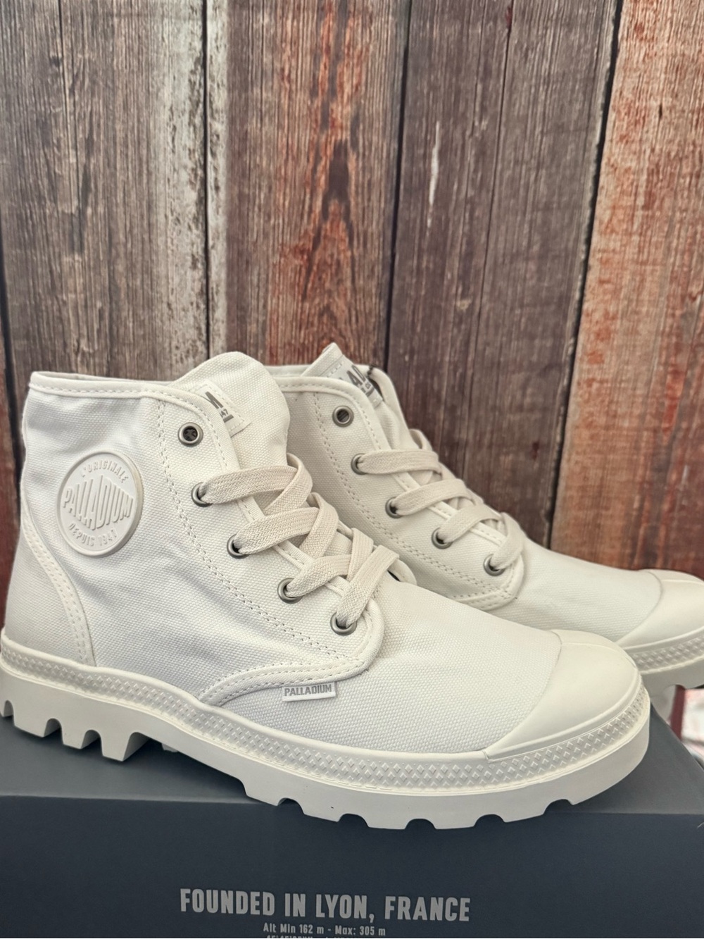 Palladium Womens Off-White Canvas High-Top Boots